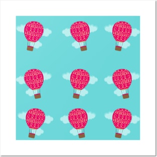 Cute Hot Air Balloons Pattern Design Posters and Art